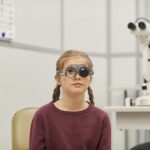 young girl having her eyes tested